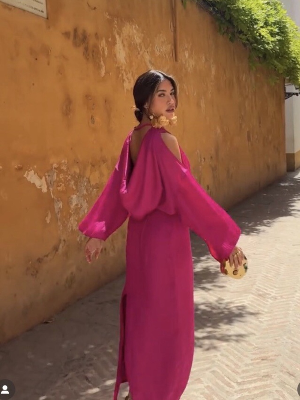Zara Fuchsia Cold-Shoulder Maxi Dress